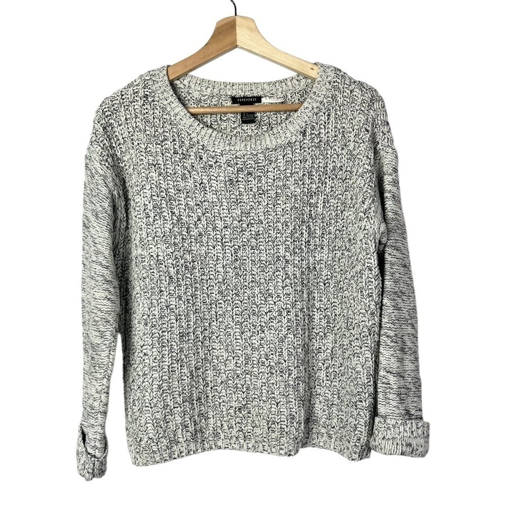 Forever‎ 21 Light Gray Speck Knit Crewneck Sweater S